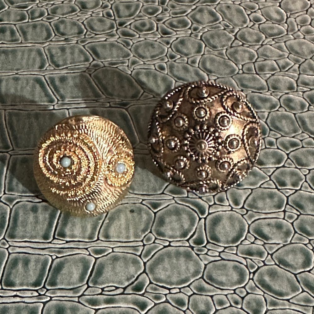 2 Goldtone Costume Rings - Indian inspired and Turquoise detailed sizes 6 & 8